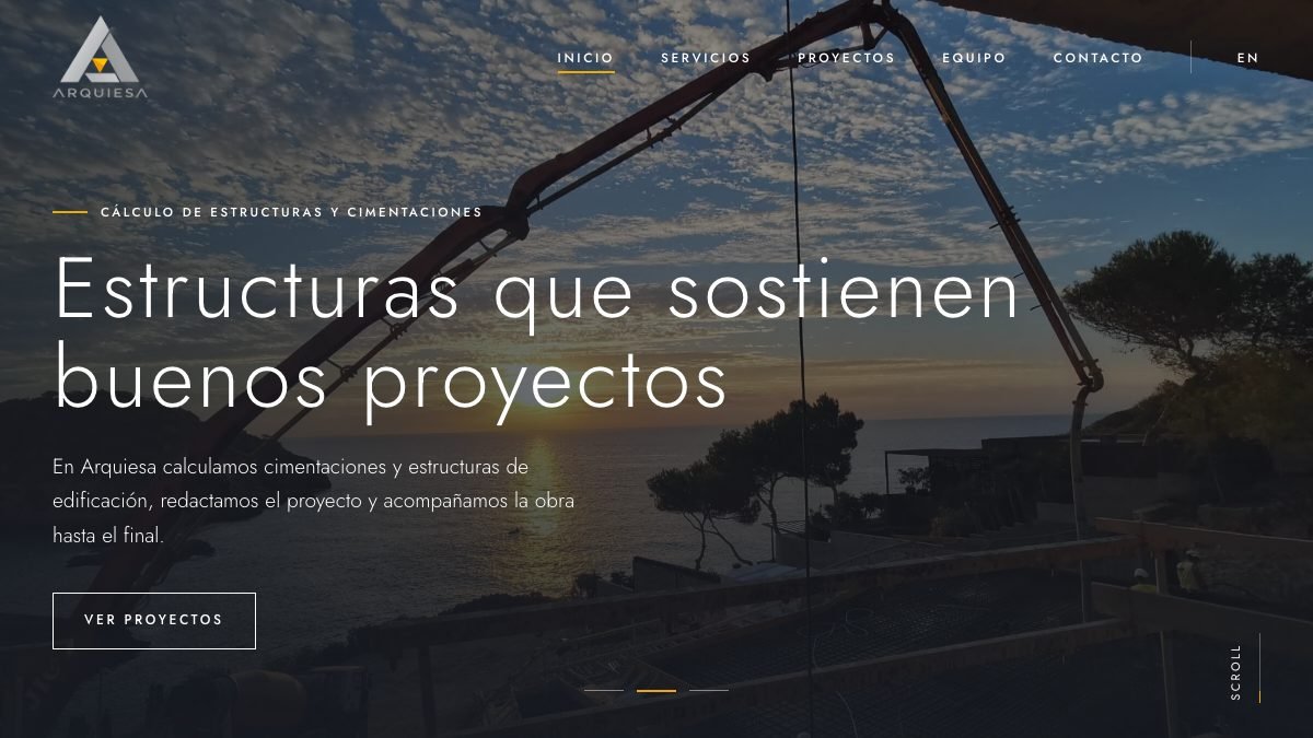Web de Arquiesa, estudio de cálculo de estructuras y cimentaciones en Sevilla e Ibiza