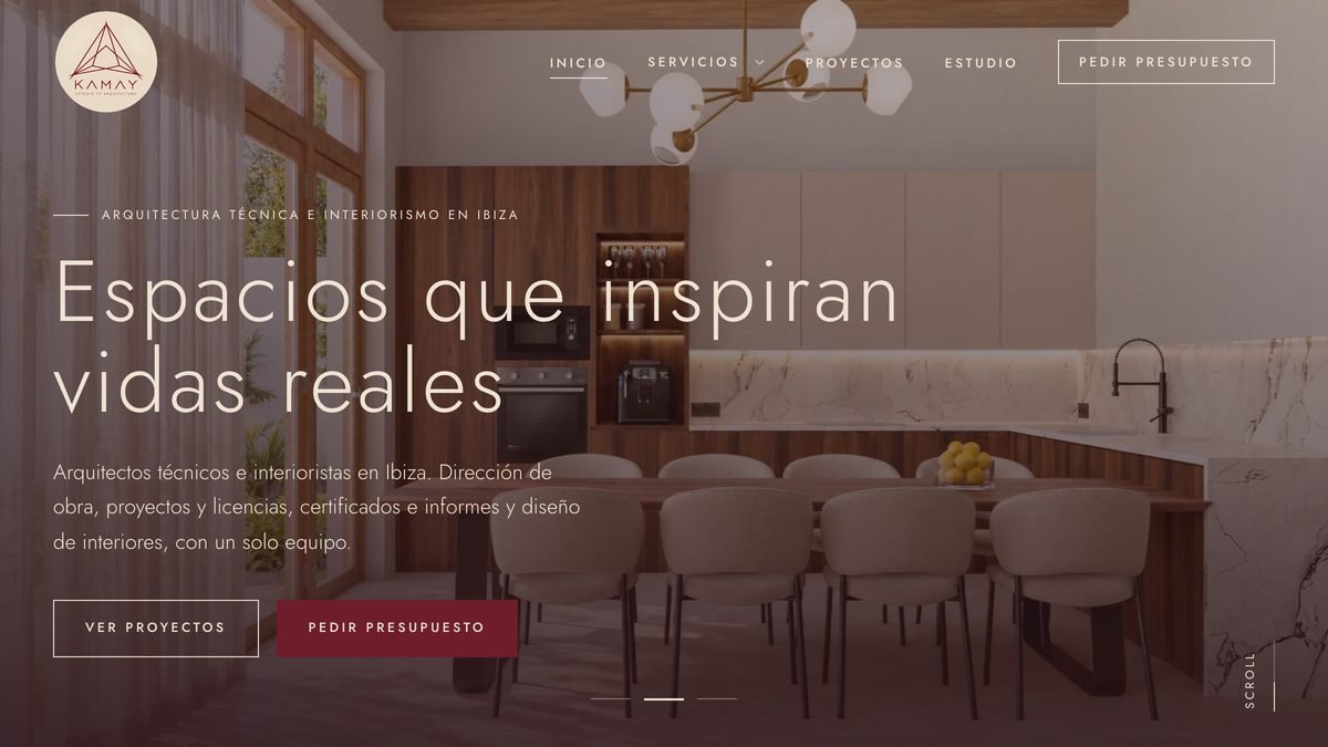 Website of Kamay, technical architecture and interior design studio in Ibiza